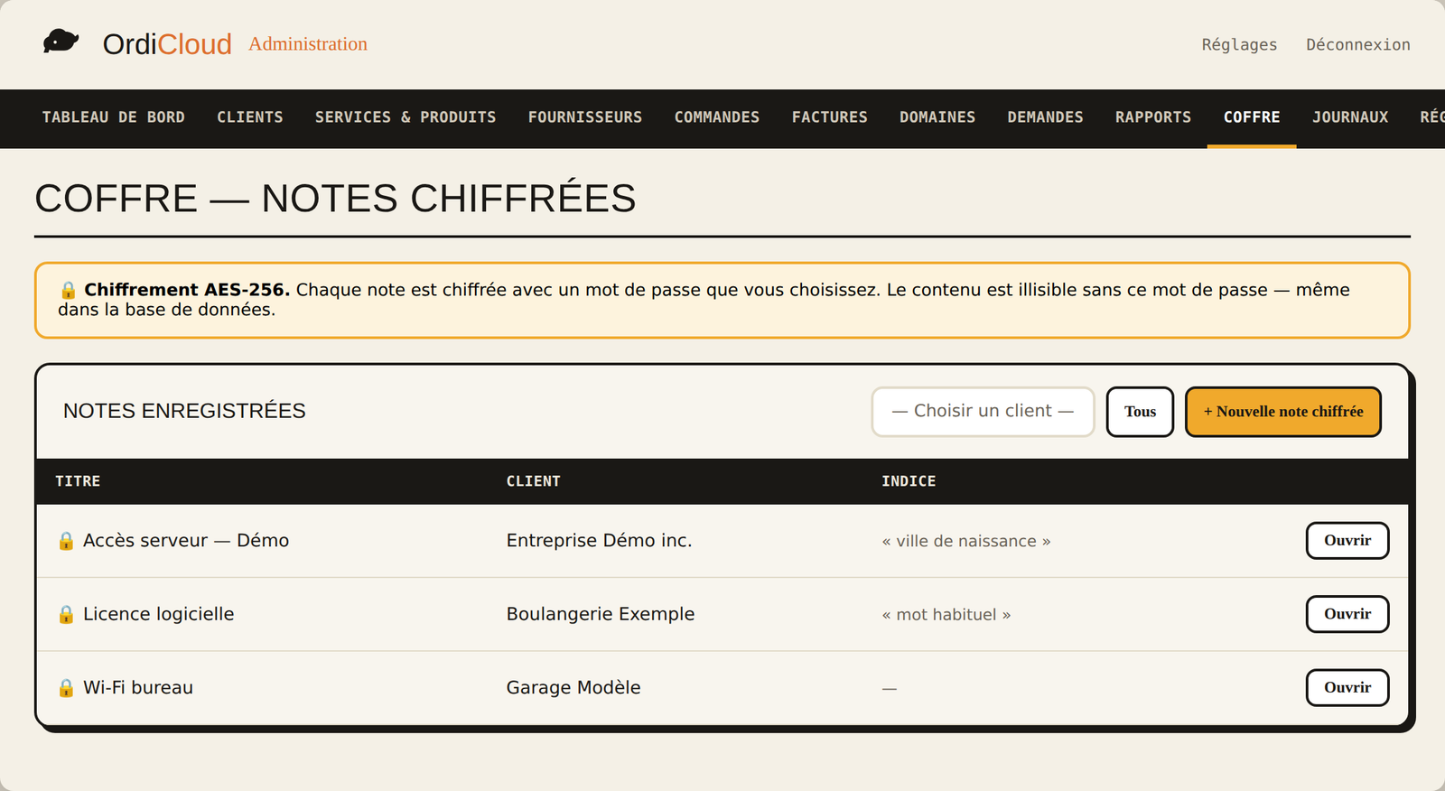 Vos accès sensibles, chiffrés et à l'abri